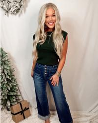 Structure & Style Drop Shoulder Knit Top - Emerald