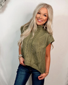 Colorado Cozy Cable Knit Sweater Vest Top - Olive