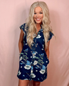 Wild Indigo Denim Floral Print Mini Dress