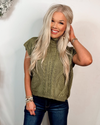 Colorado Cozy Cable Knit Sweater Vest Top - Olive