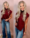 Cabernet & Cashmere Knit Everyday Hi-Low Blouse - Burgundy