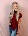 Cabernet & Cashmere Knit Everyday Hi-Low Blouse - Burgundy