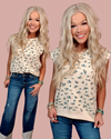 Cozy Petals Floral Cap Sleeve Pullover Top - Beige
