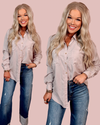 Rolling Stone Mineral Washed Classic Button Up Top - Stone grey