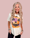 Pumpkin Patchwork Printed Jack O Lantern Graphic Tee