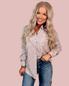 Rolling Stone Mineral Washed Classic Button Up Top - Stone grey