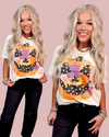 Pumpkin Patchwork Printed Jack O Lantern Graphic Tee