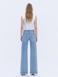 Faded Fame High Rise Wide Leg Jeans - Light Wash