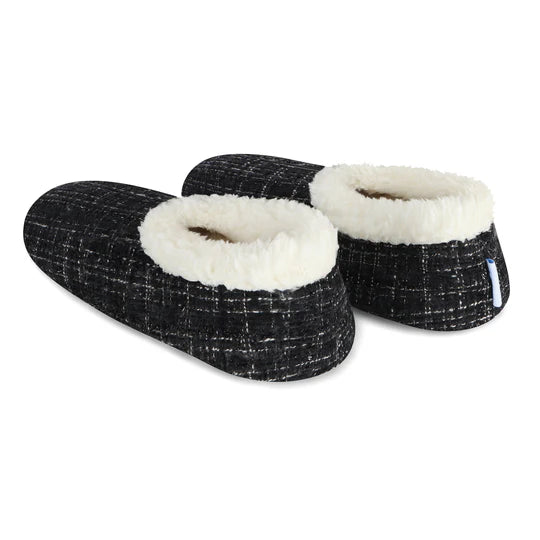 Snoozies Sparkle Tweed Slipper With Memory Foam - Black + White