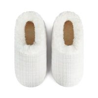Snoozies Sparkle Tweed Slipper With Memory Foam - Cream