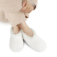 Snoozies Sparkle Tweed Slipper With Memory Foam - Cream