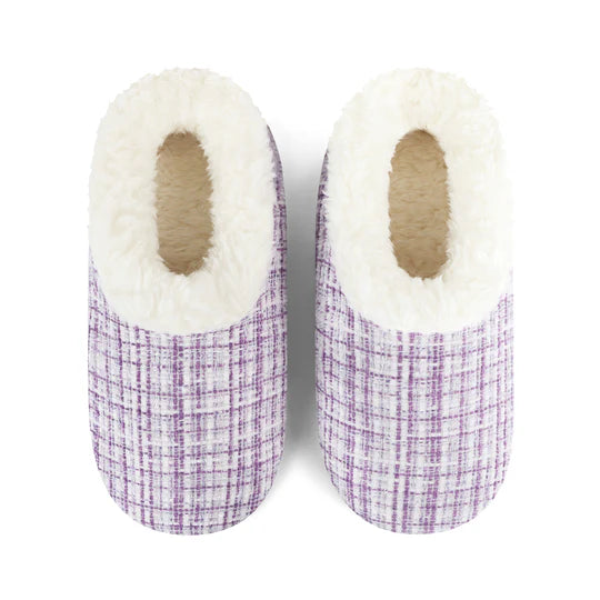 Snoozies Sparkle Tweed Slipper With Memory Foam - Purple