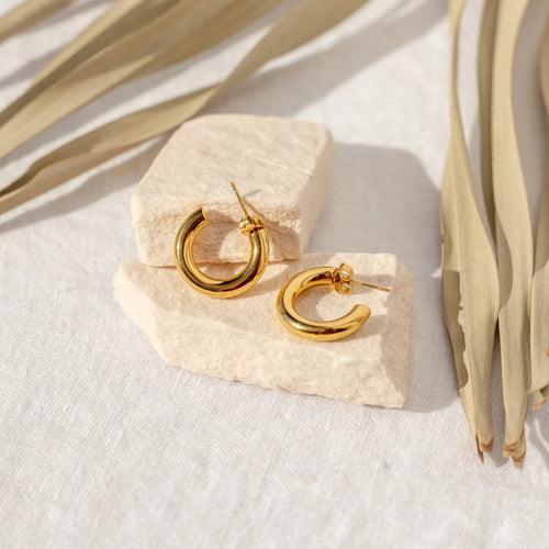 High Tide 18K Gold Plated Water Resistant Hoops