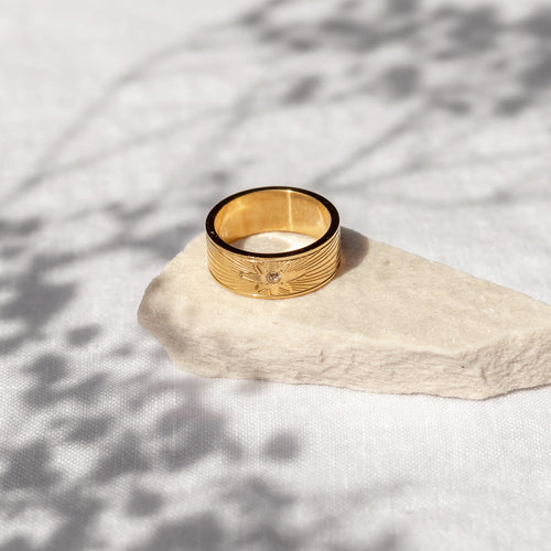 Spaced Out 18K Gold Plated Water Resistant Ring
