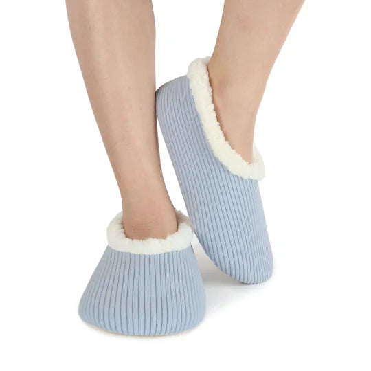 Snoozies Solid Cozy Corduroy Slipper With Memory Foam - Baby Blue