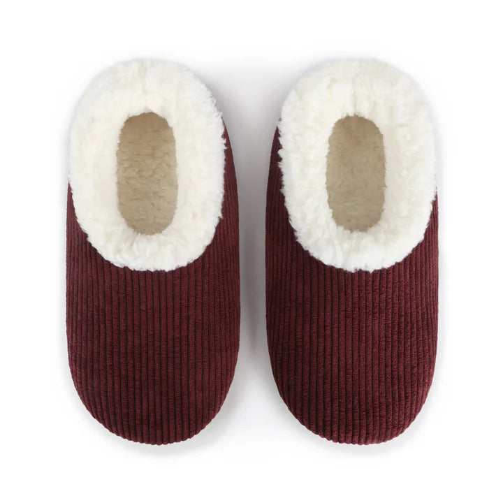 Snoozies Solid Cozy Corduroy Slipper With Memory Foam - Cabernet