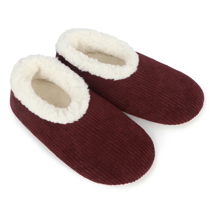 Snoozies Solid Cozy Corduroy Slipper With Memory Foam - Cabernet