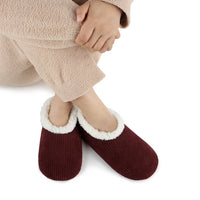 Snoozies Solid Cozy Corduroy Slipper With Memory Foam - Cabernet