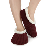 Snoozies Solid Cozy Corduroy Slipper With Memory Foam - Cabernet