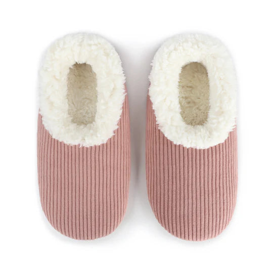 Snoozies Solid Cozy Corduroy Slipper With Memory Foam - Dusty Rose