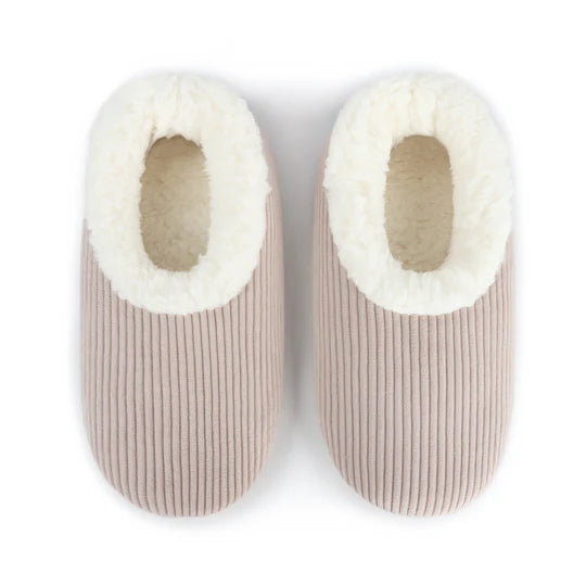 Snoozies Solid Cozy Corduroy Slipper With Memory Foam - Smokey Grey