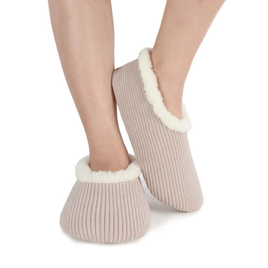 Snoozies Solid Cozy Corduroy Slipper With Memory Foam - Smokey Grey