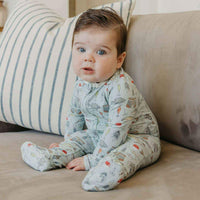 Copper Pearl Bamboo Convertible Zip-Up Footie - Trout