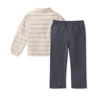 Boys Long Sleeve Polo + Bottoms Outfit Set