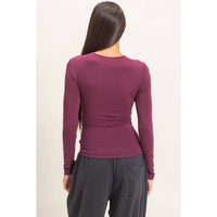 Comfortably Cool Everyday Crew Neck Long Sleeve Top in Maroon