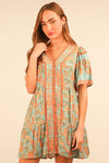 Meet me on The Coast Button Down Mini Dress - Blue Mix