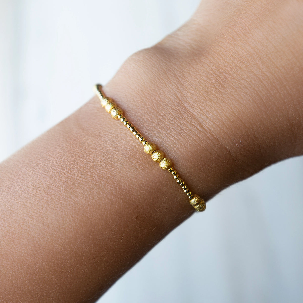 Lenny & Eva Tarnish Resistant Gold Plated Trio Textured Stretch Bracelet