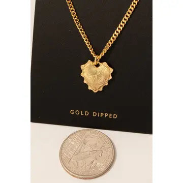 Sunburst Heart Gold Dipped Necklace