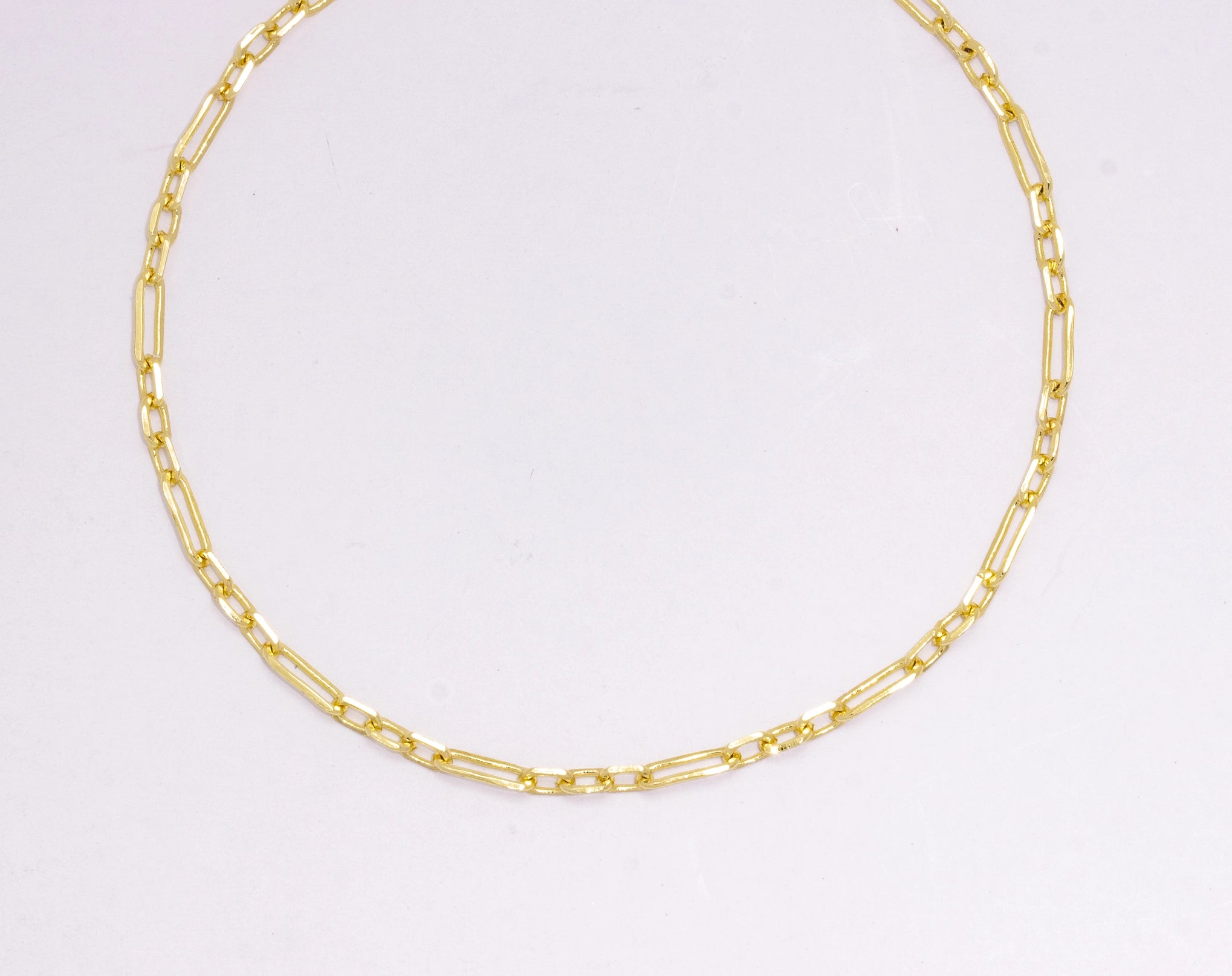 14K Gold Dipped Elongated Paperclip Chain Link Necklace