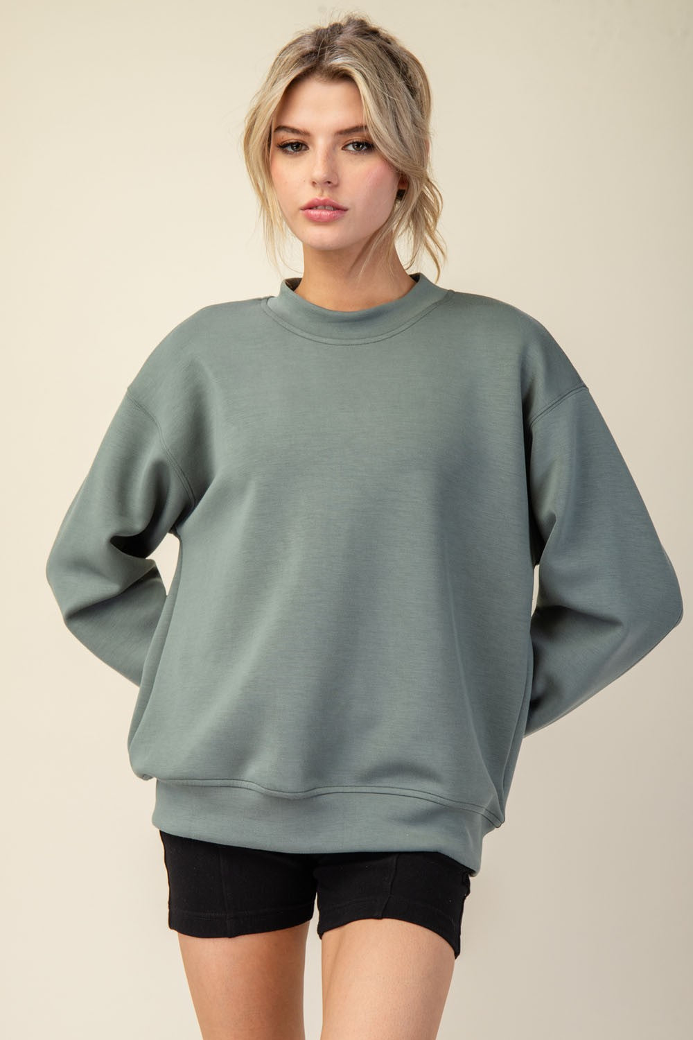 Everyday Intent Essential Luxe Basic Pullover - Sage Leaf