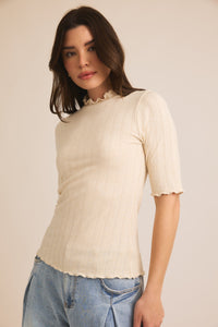 Serena Scallop Trimmed Mock Neck Top