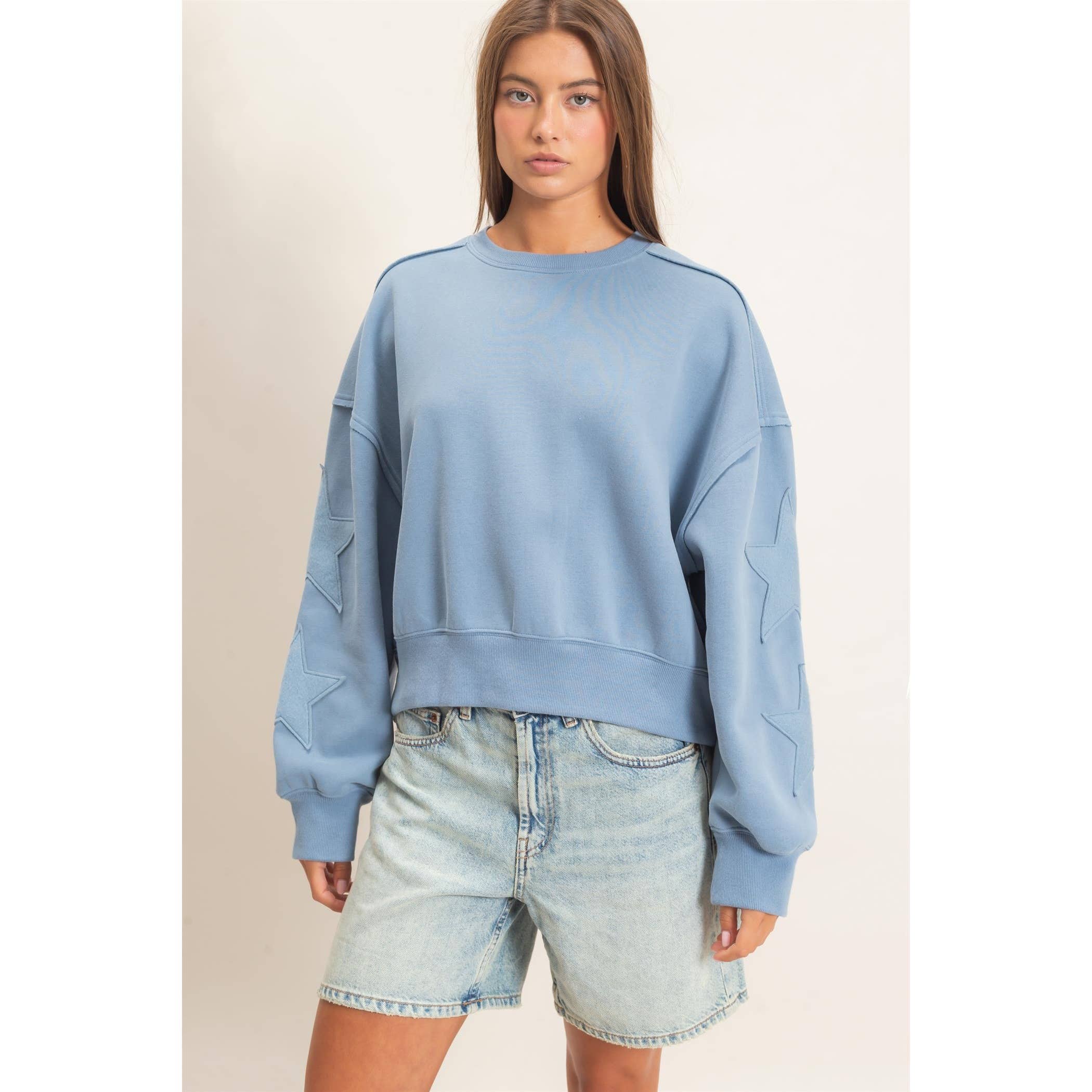 Star Spangled Sweatshirt in Dusty Blue