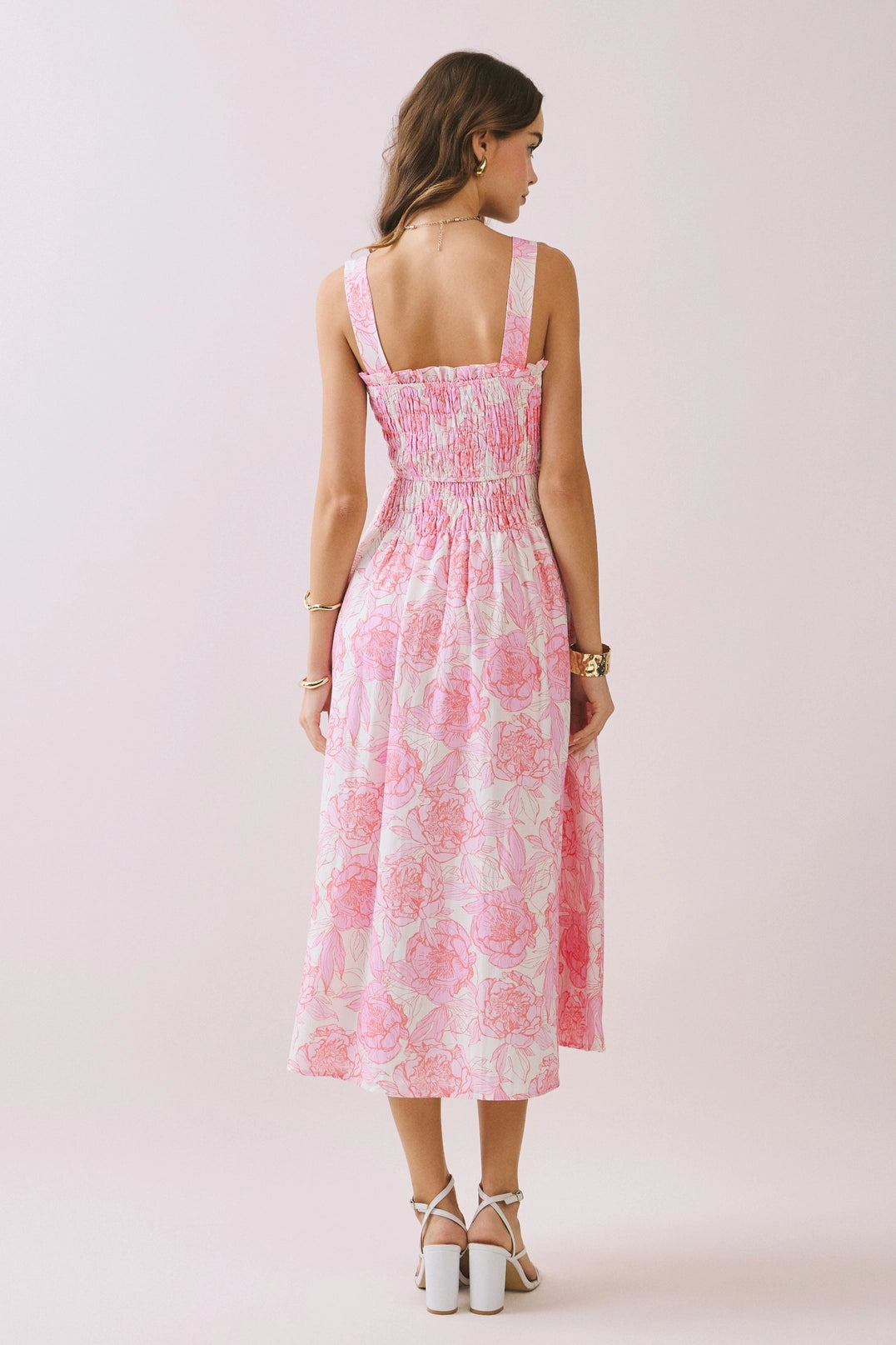Strawberry Sonnet Floral Printed Midi Dress