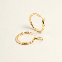 14K Gold Dipped Everyday Essential Earrings - Gold Textured Hoops