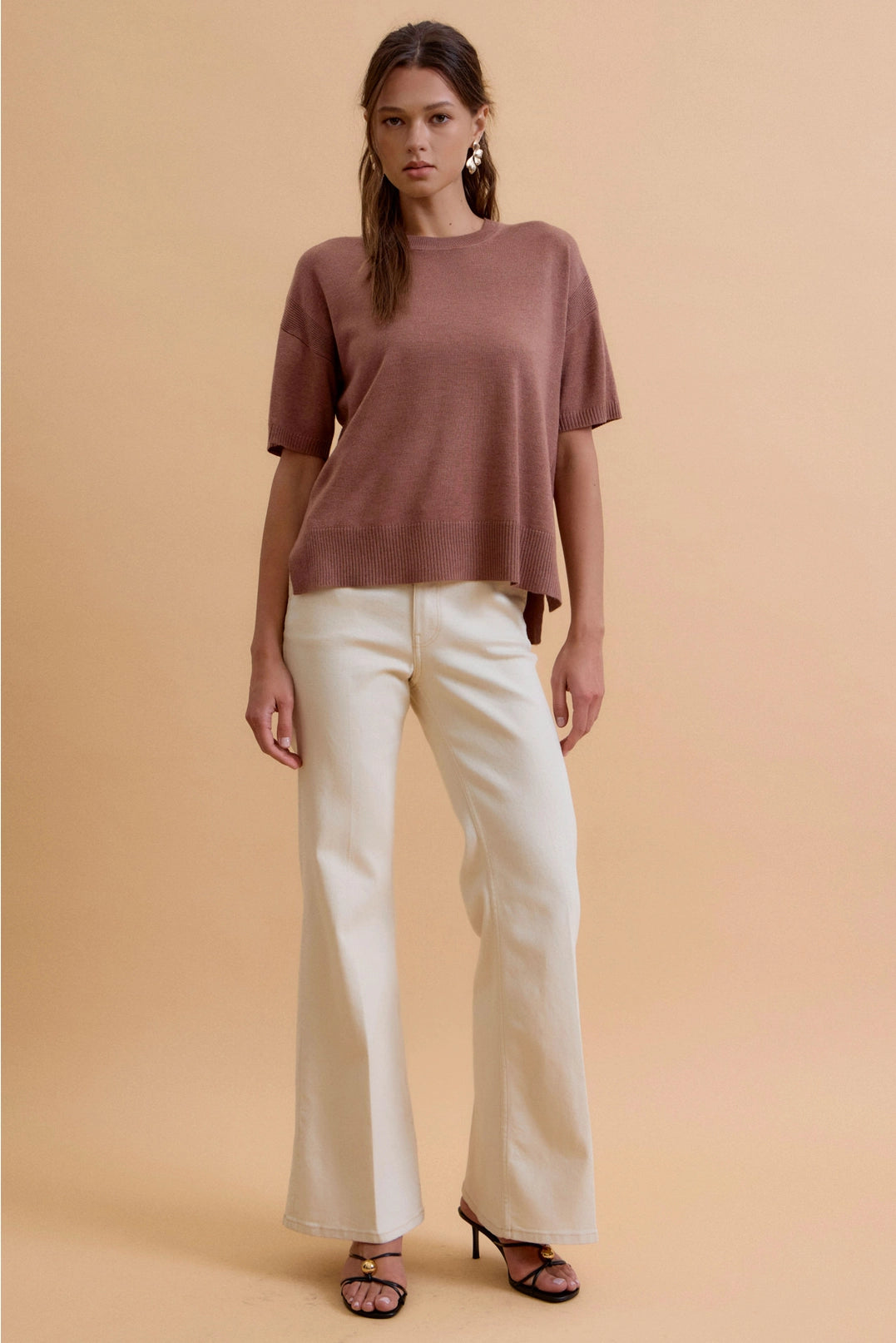 All About Ease Knit Sweater Top - Sepia