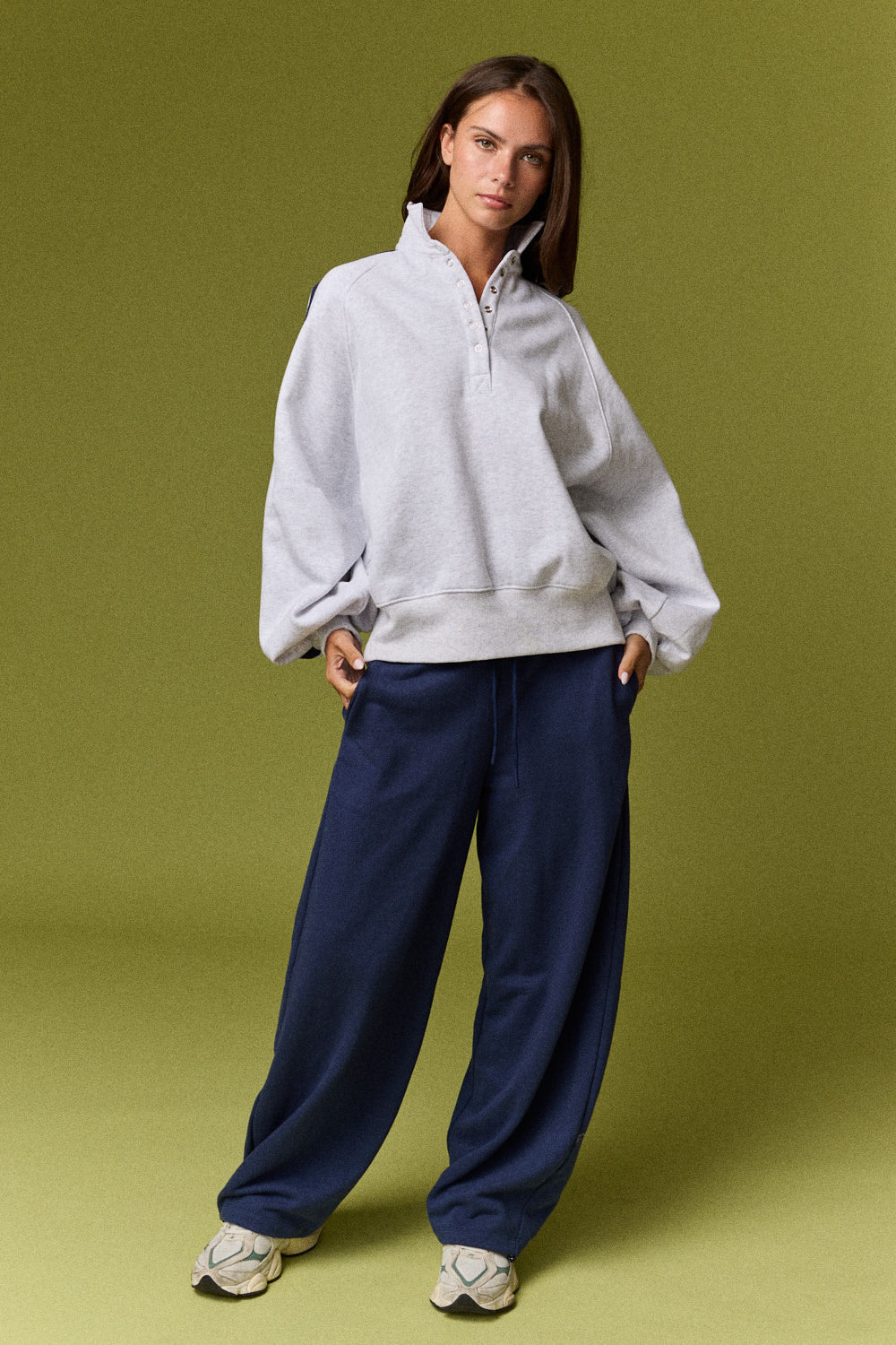 Varsity Grey Collared Contrast Stiped Pullover Sweatshirt