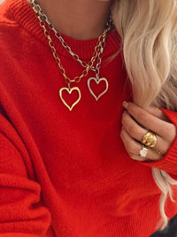 Love Affair Large Open Heart 16-18" Water Resistant Gold Necklace