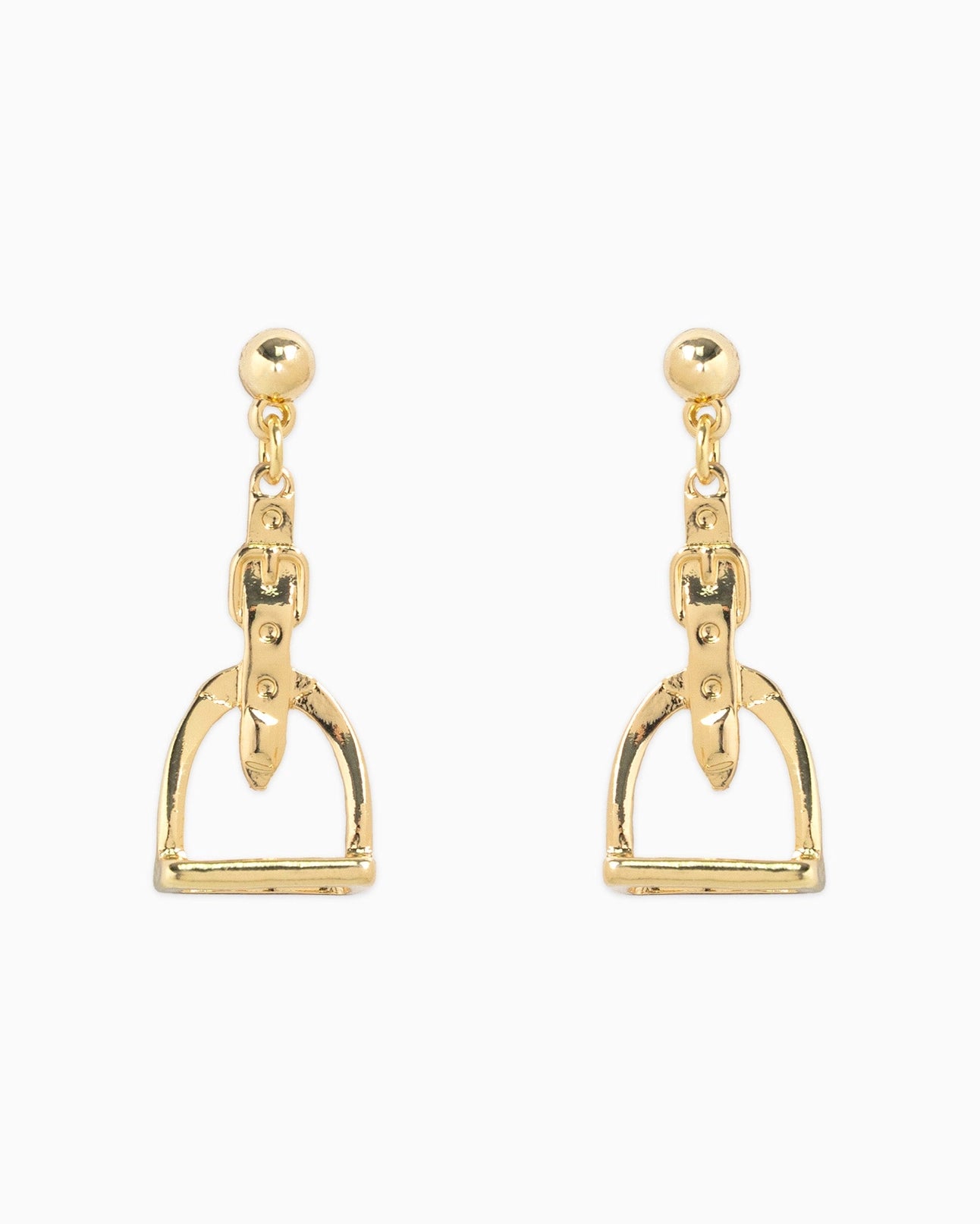 Step Up Gold Stirrup Dangle Earrings