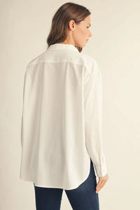 Polished Perfection Long Sleeve Button Up Top - Off White