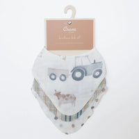 Charlie Farmhouse Set of 3 Cotton Muslin Bandana Bib Set
