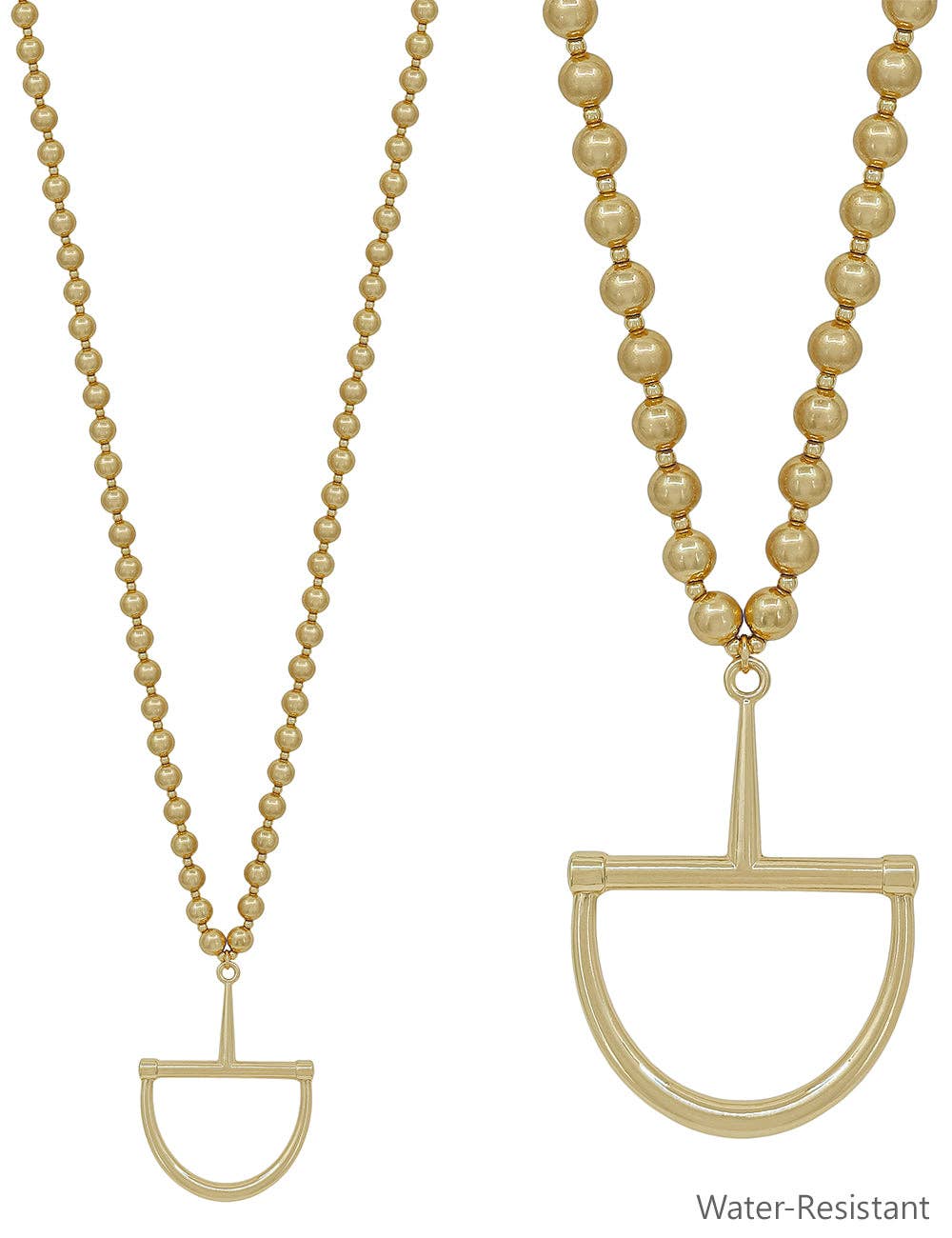 Cadillac Cowboy Water Resistant 8MM Gold Beaded 32" Bit Necklace