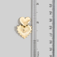 Double Layered Heart Drop Post Earrings
