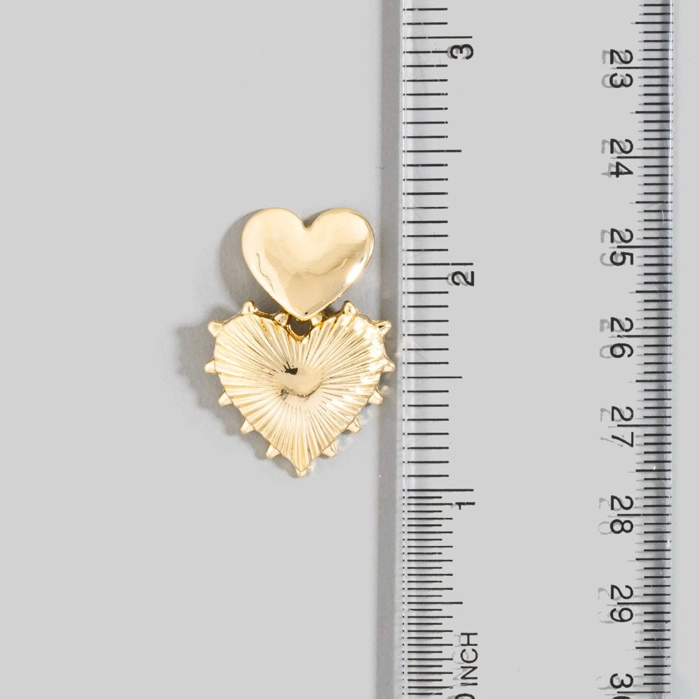 Double Layered Heart Drop Post Earrings