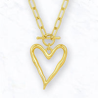 Heartline Love Links Long Chain Pendant Necklace + Earrings