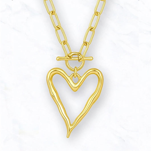 Heartline Love Links Long Chain Pendant Necklace + Earrings