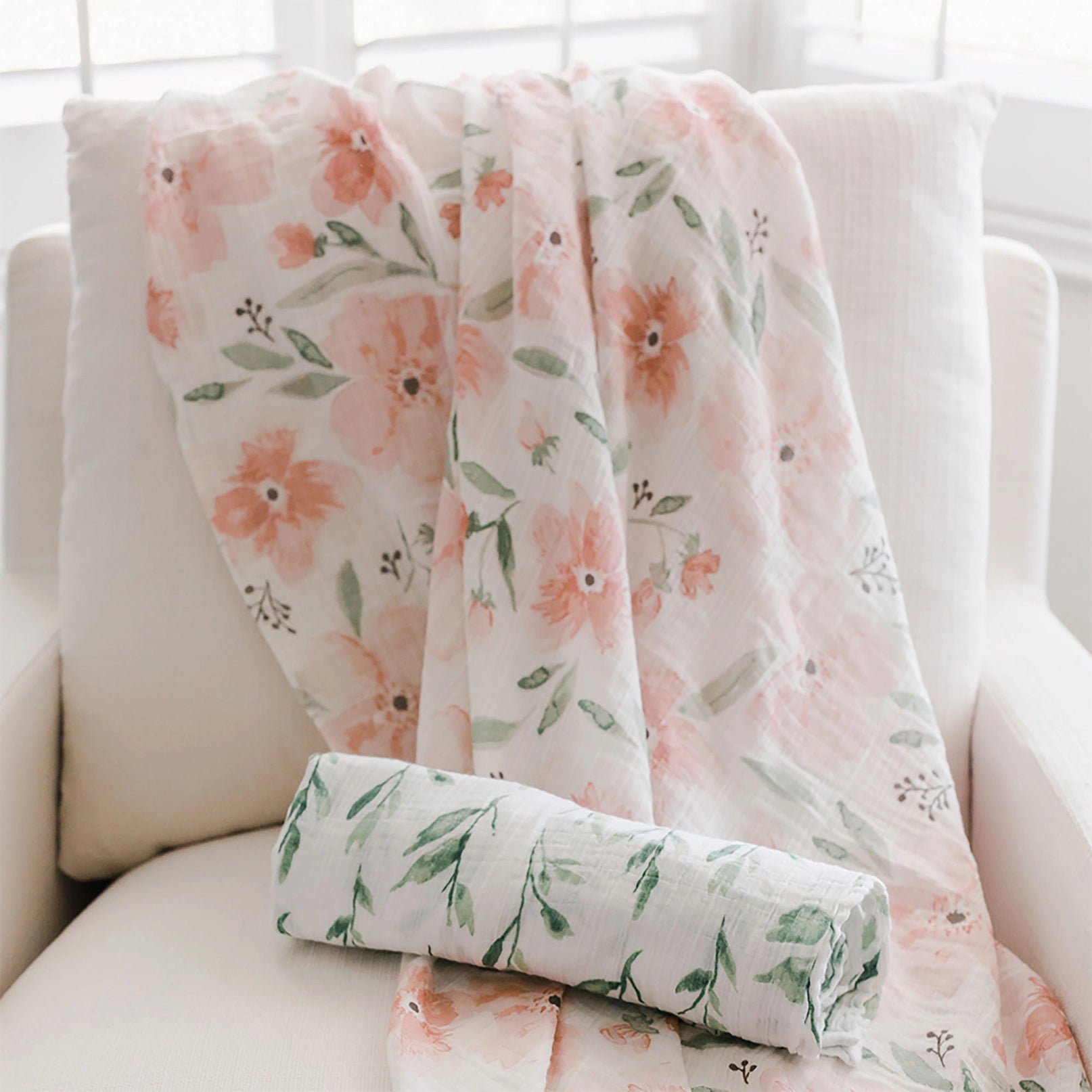 Parker Floral Cotton Muslin Set of 2 Swaddle Blankets